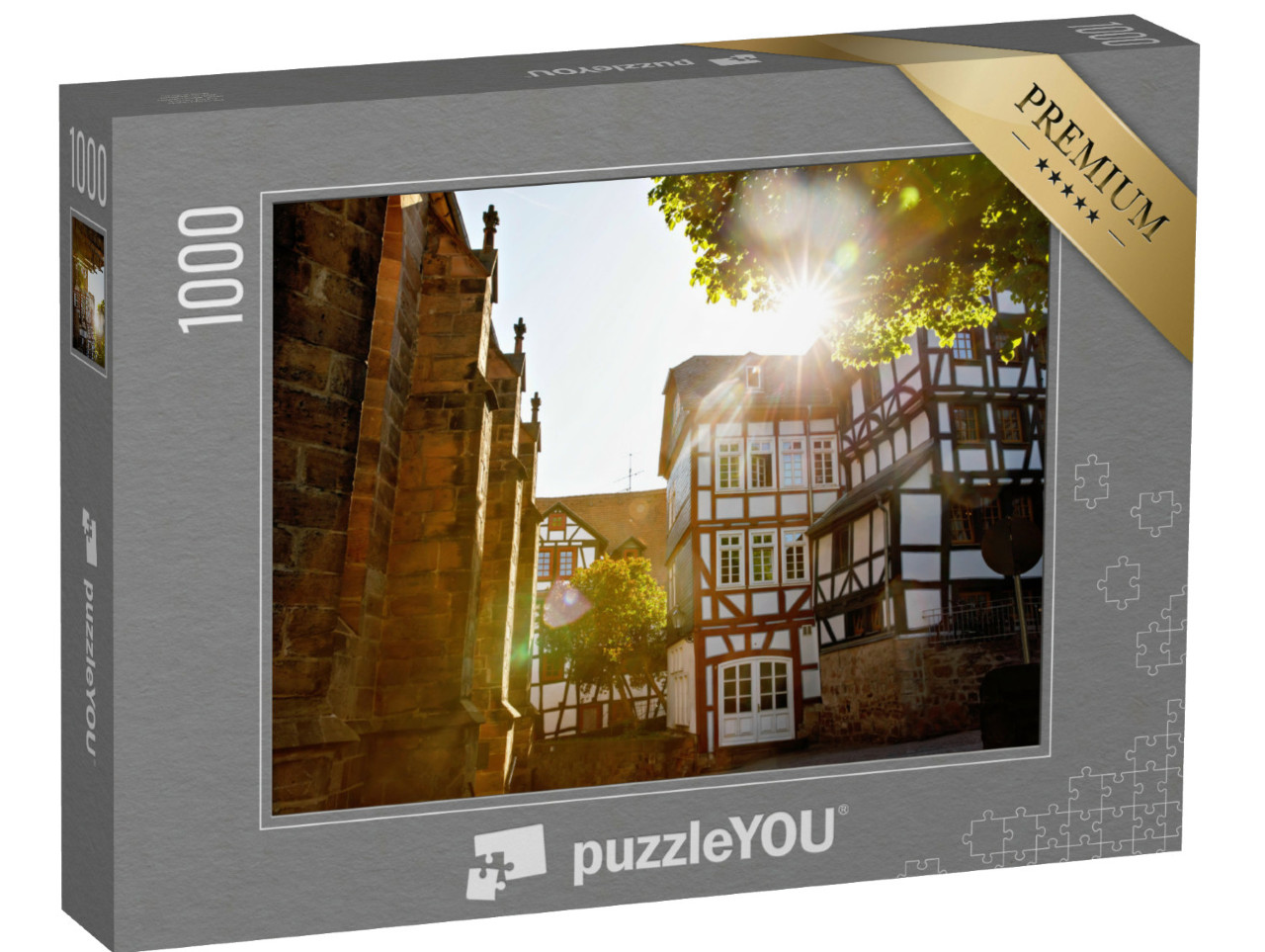puzzle 1000 dílků „Krásné hrázděné domy ve starém centru Marburgu“