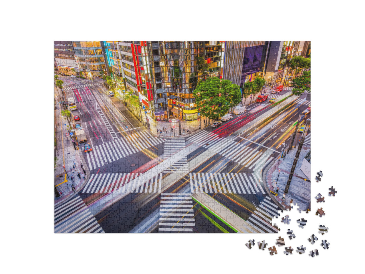 puzzle 1000 dílků „Krajina města s křižovatkou v Tokiu, Japonsko“