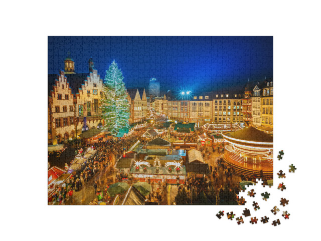 puzzle 1000 dílků „Tradiční vánoční trh ve Frankfurtu nad Mohanem, Německo“