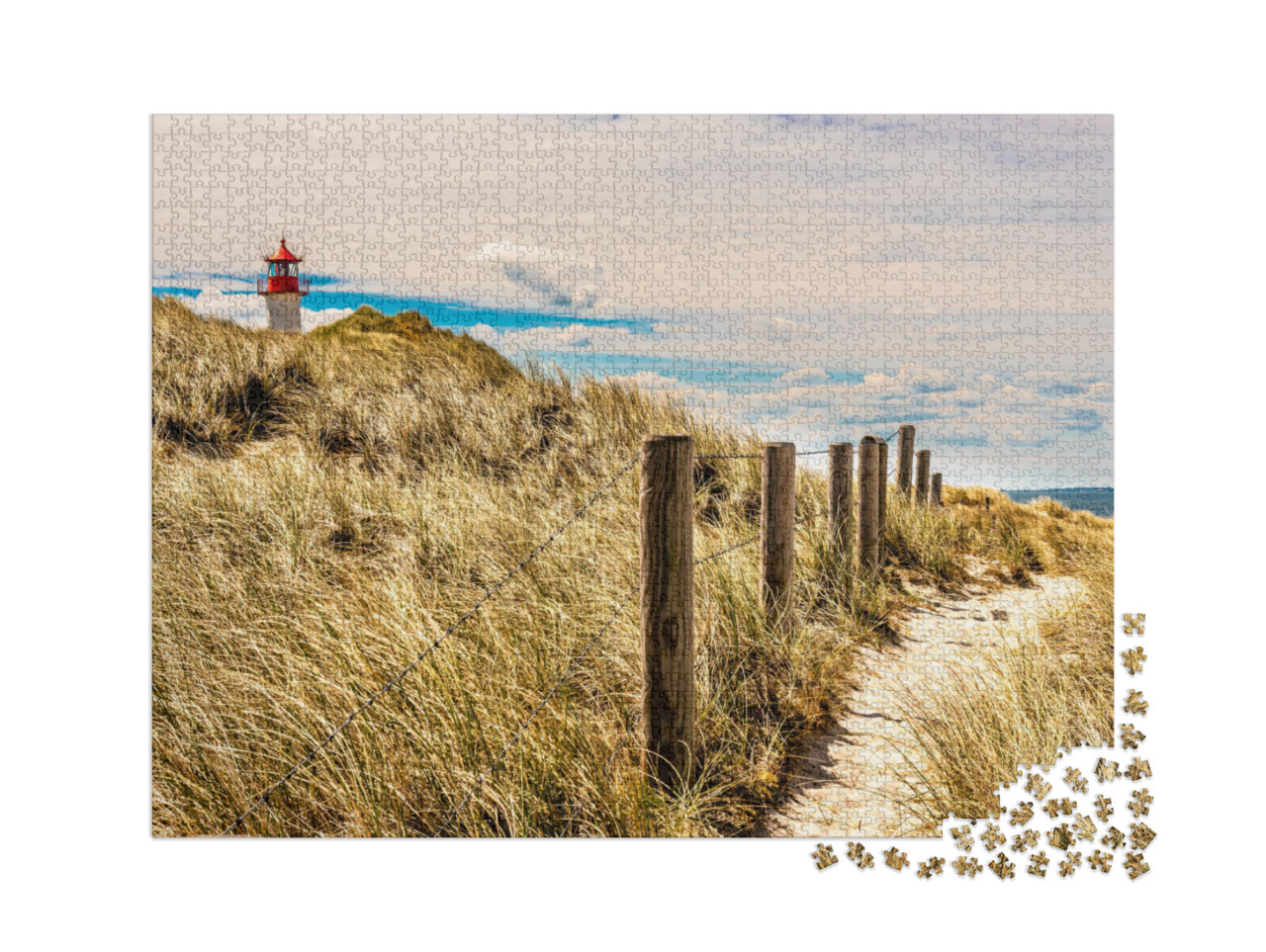 puzzle 2000 dílků „Maják na ostrově Sylt, Severní moře, Německo“