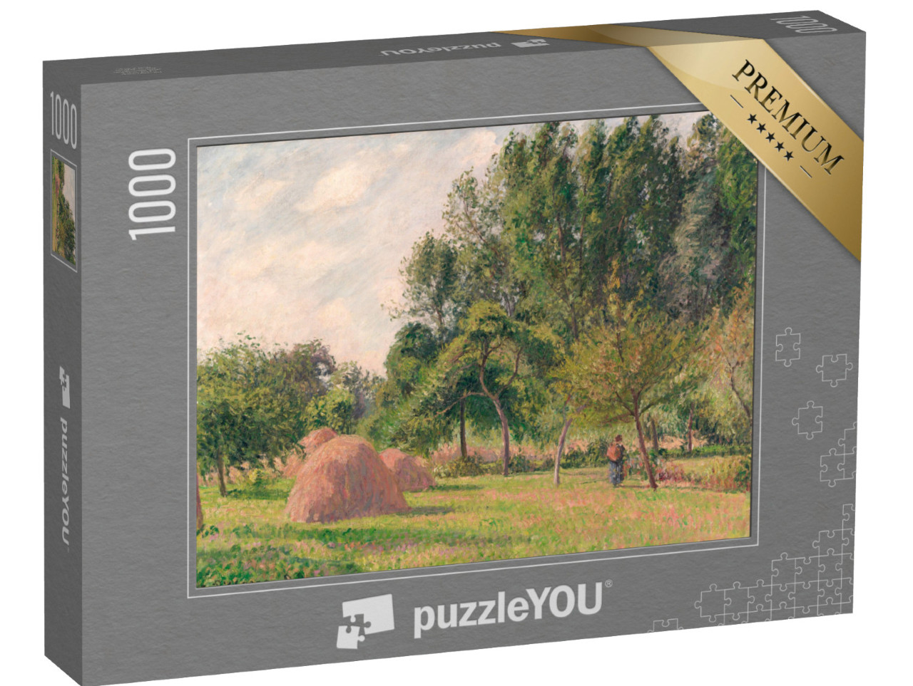 puzzle 1000 dílků „Camille Pissarro - Kupka sena, Ráno, Éragny“