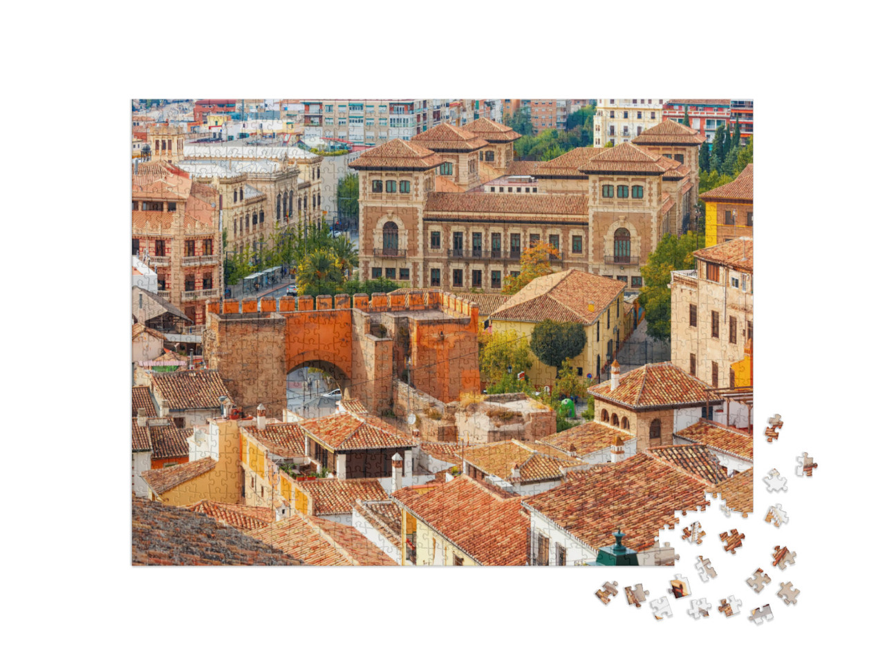 puzzle 1000 dílků „Pohled na staré centrum Granady, Andalusie, Španělsko“