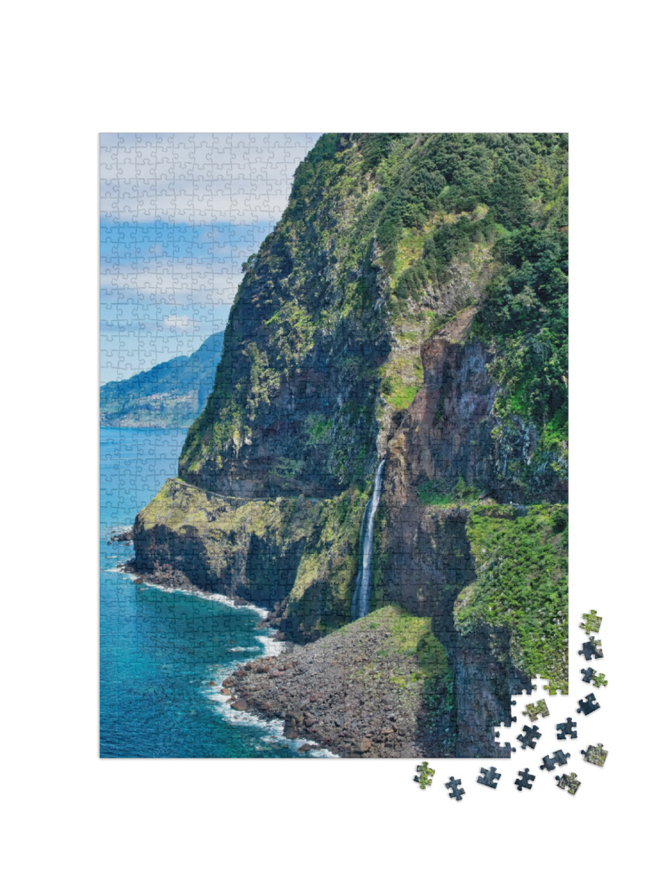 puzzle 1000 dílků „Vodopády Bridal Veil na ostrově Madeira, Portugalsko“