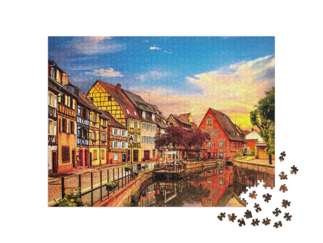 puzzle 1000 dílků „Colmar: Vodní kanál a tradiční domy, Alsasko, Francie“