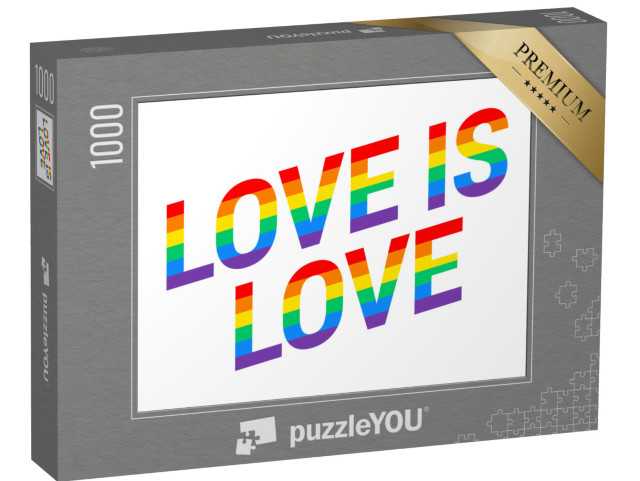 puzzle 1000 dílků „Pride Láska je láska duhový text diagonální izolované“