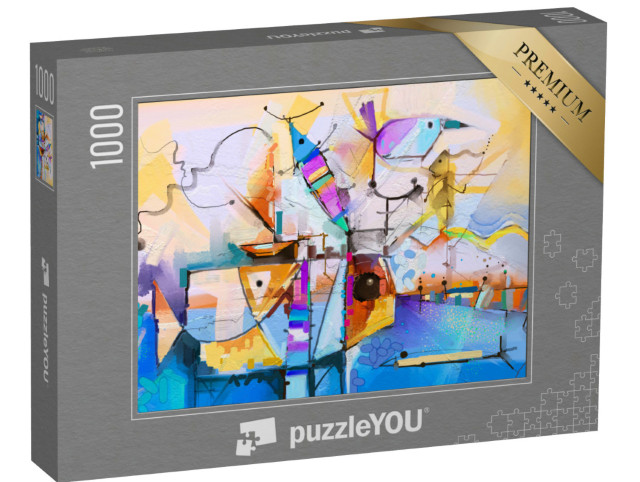 puzzle 1000 dílků „Abstraktní a nápaditá olejomalba s impresemi přírody“