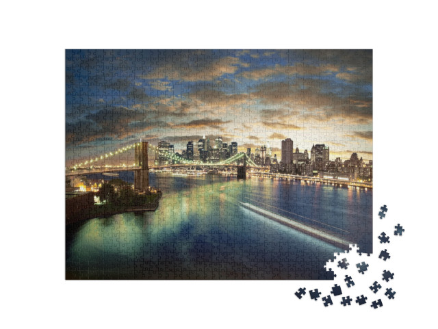 puzzle 1000 dílků „Večer nad panoramatem New Yorku“