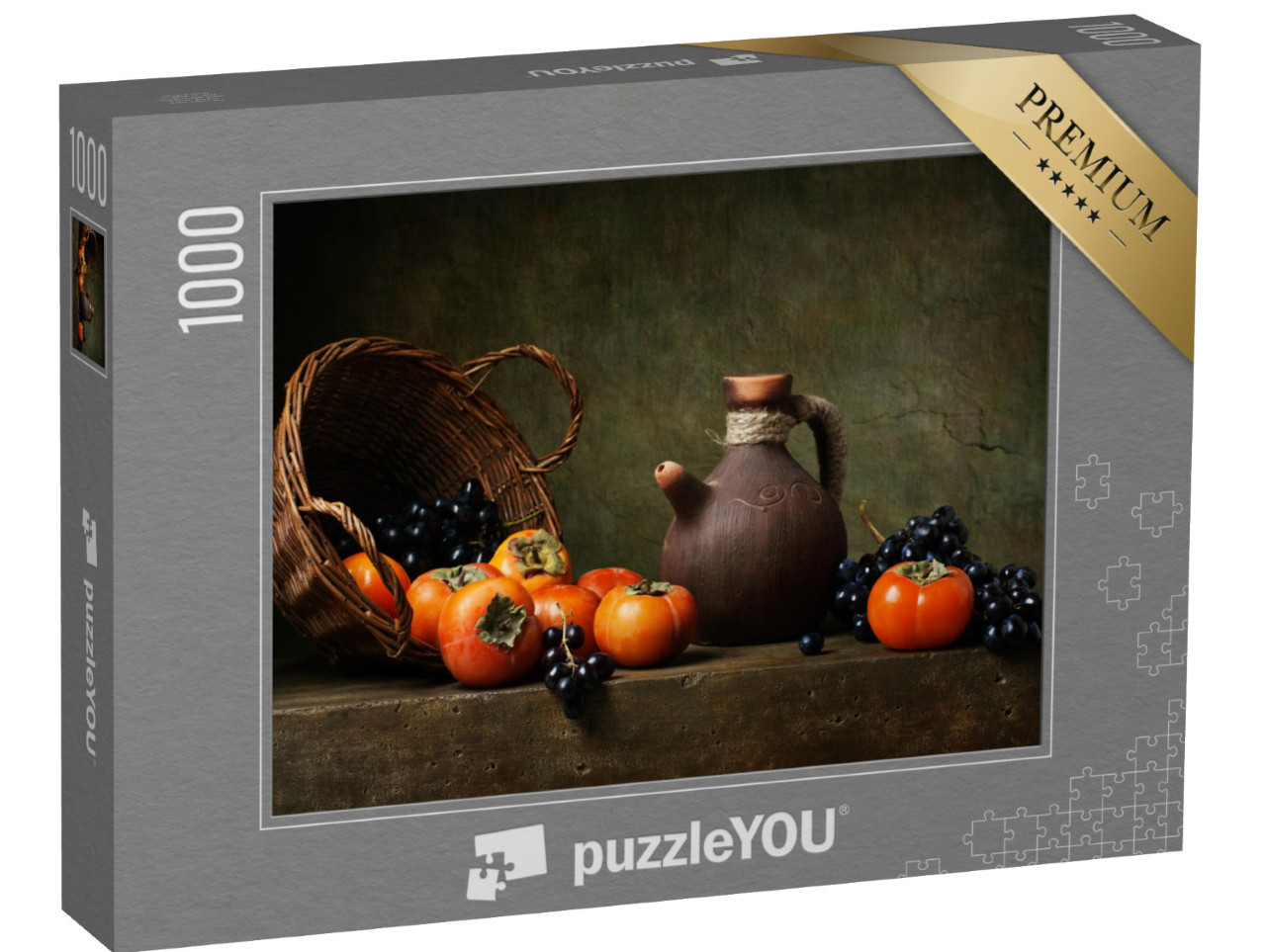 puzzle 1000 dílků „Zátiší s persimony a hrozny na stole“