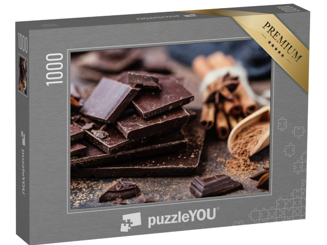 puzzle 1000 dílků „Kousky čokolády a tyčinky skořice“