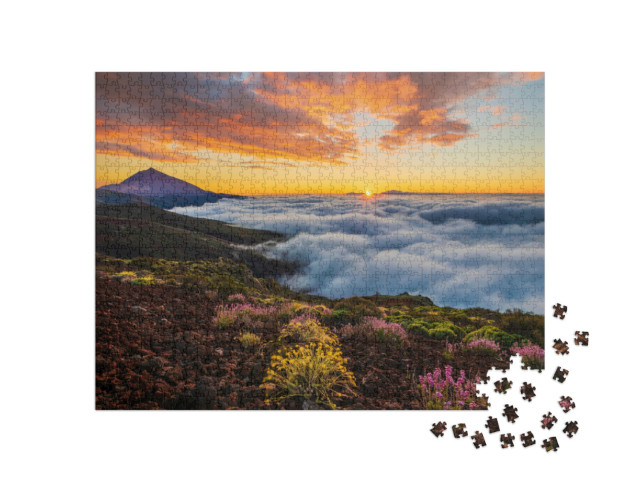 puzzle 1000 dílků „Západ slunce nad mraky v národním parku Teide, Tenerife“