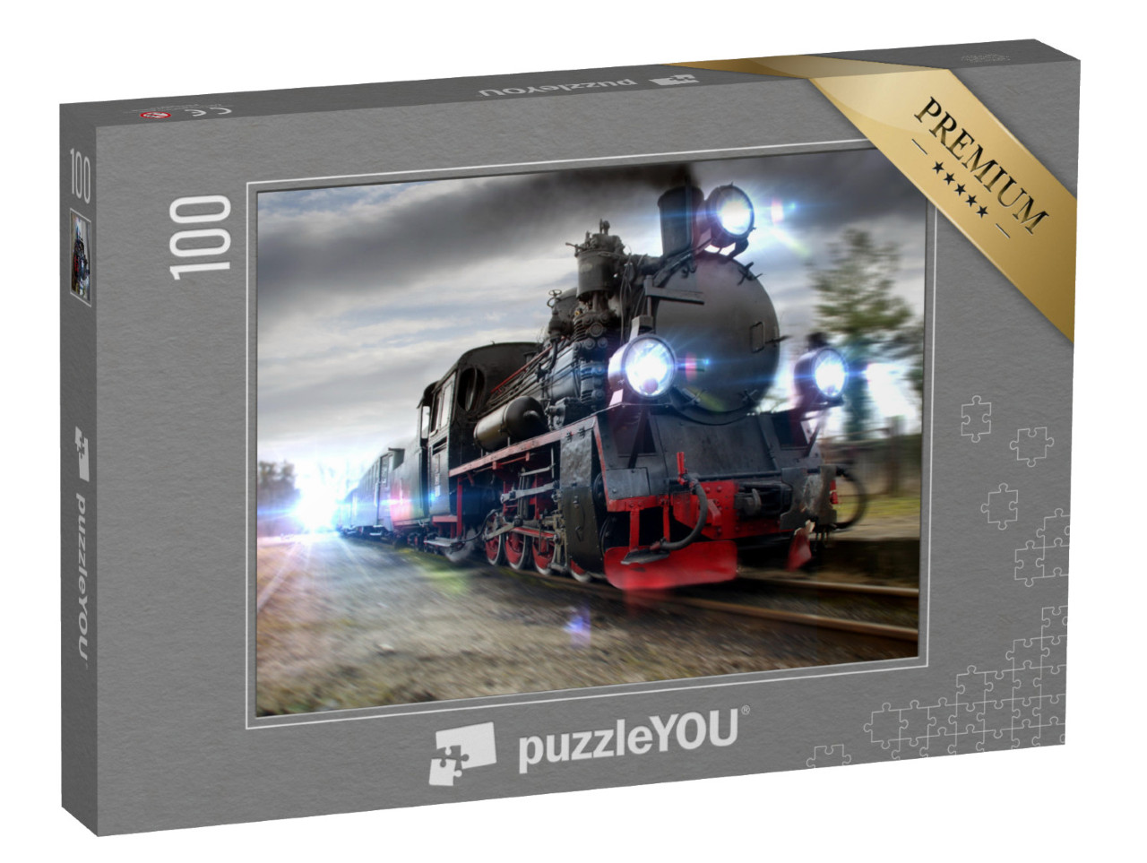 puzzle 100 dílků „Kouřící parní lokomotiva“