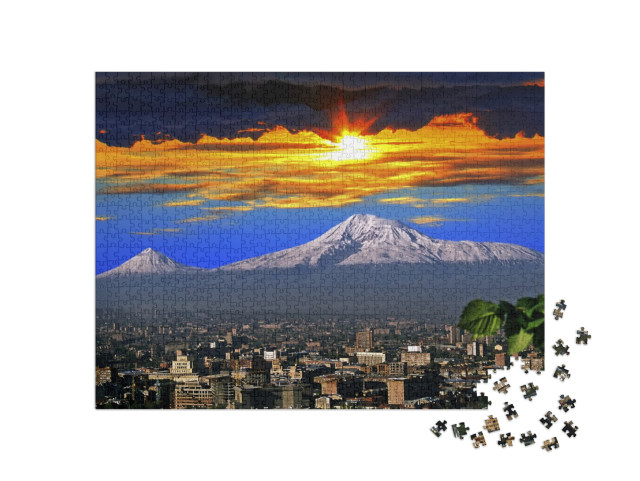 puzzle 1000 dílků „Úchvatný výhled na horu Ararat a město Jerevan“