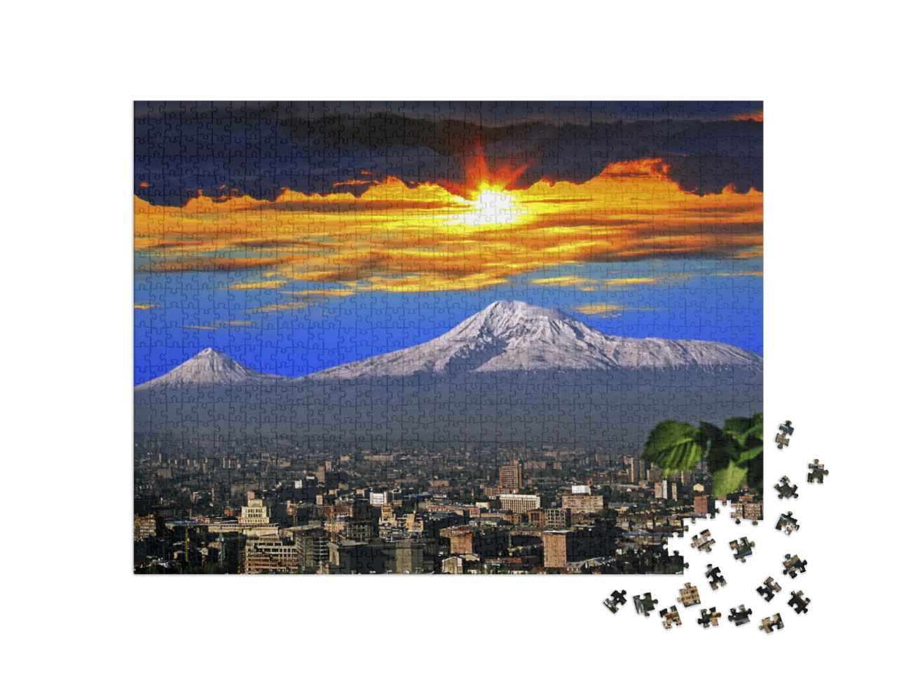 puzzle 1000 dílků „Úchvatný výhled na horu Ararat a město Jerevan“