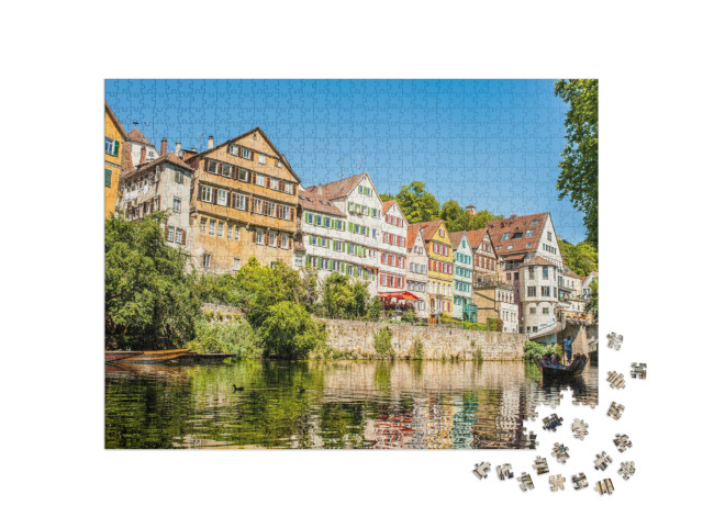 puzzle 1000 dílků „Pohled na řeku Neckar a staré centrum města Tübingen, Německo“