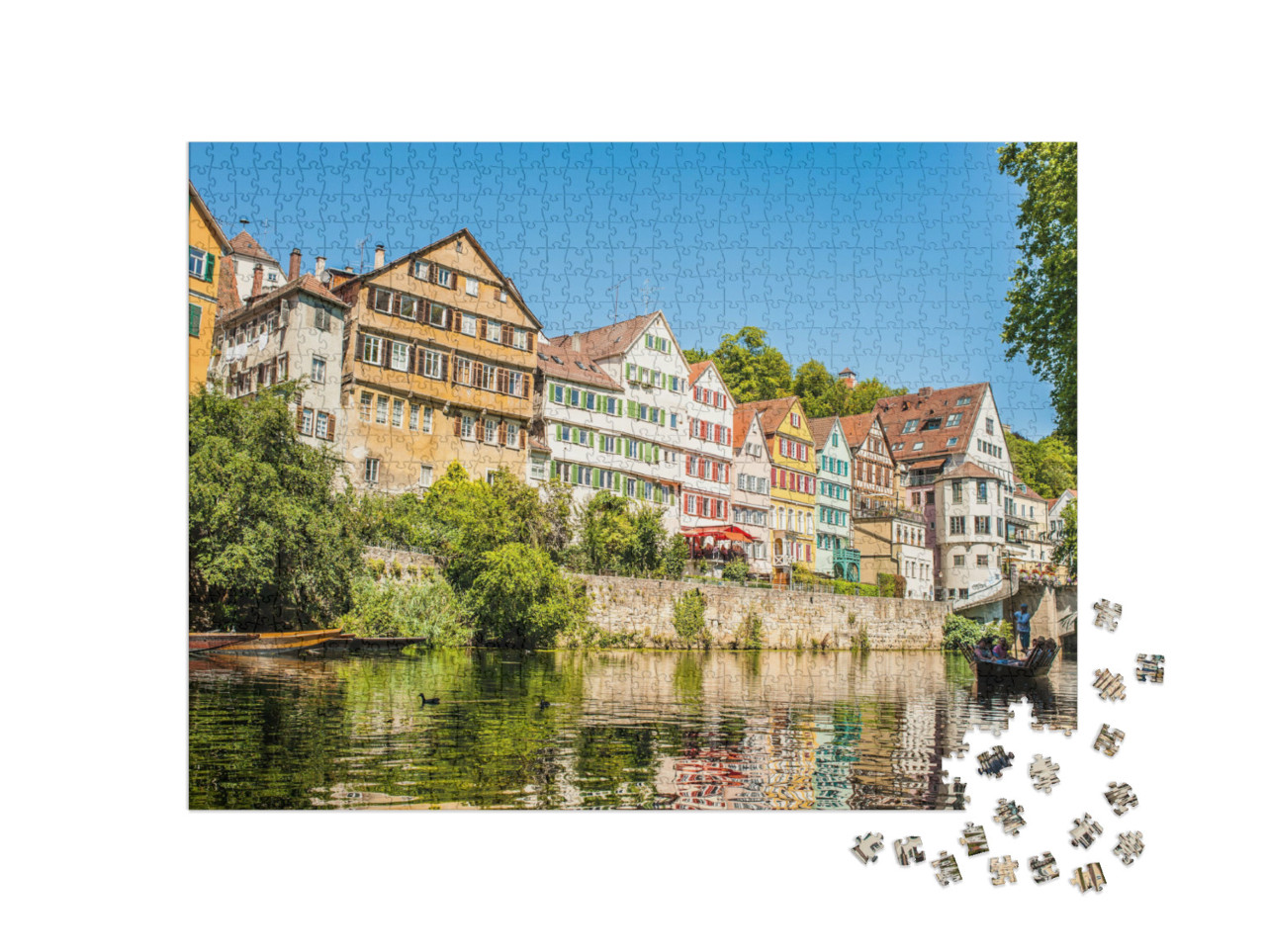 puzzle 1000 dílků „Pohled na řeku Neckar a staré centrum města Tübingen, Německo“