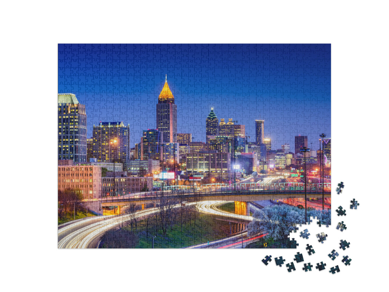 puzzle 1000 dílků „Večerní panorama centra města, Atlanta, USA“