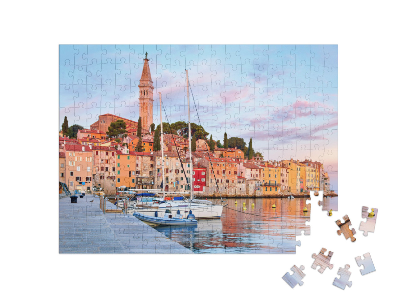 puzzle 200 dílků „Středověké město Rovinj na Jadranu, Chorvatsko“
