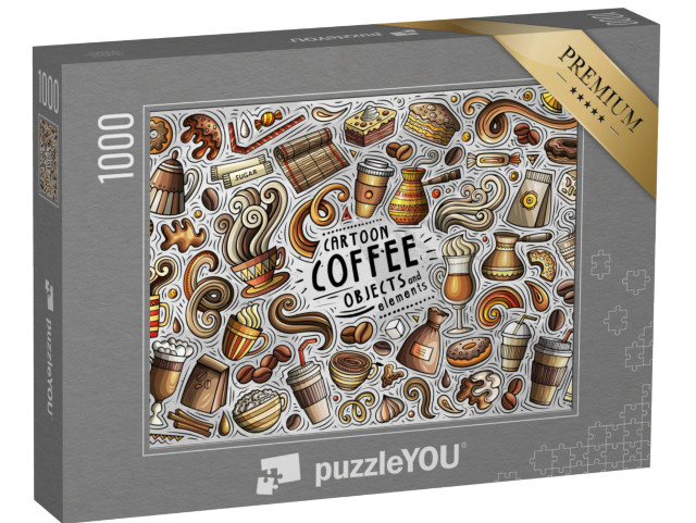 puzzle 1000 dílků „Kresba karikatury: Čas na kávu!“