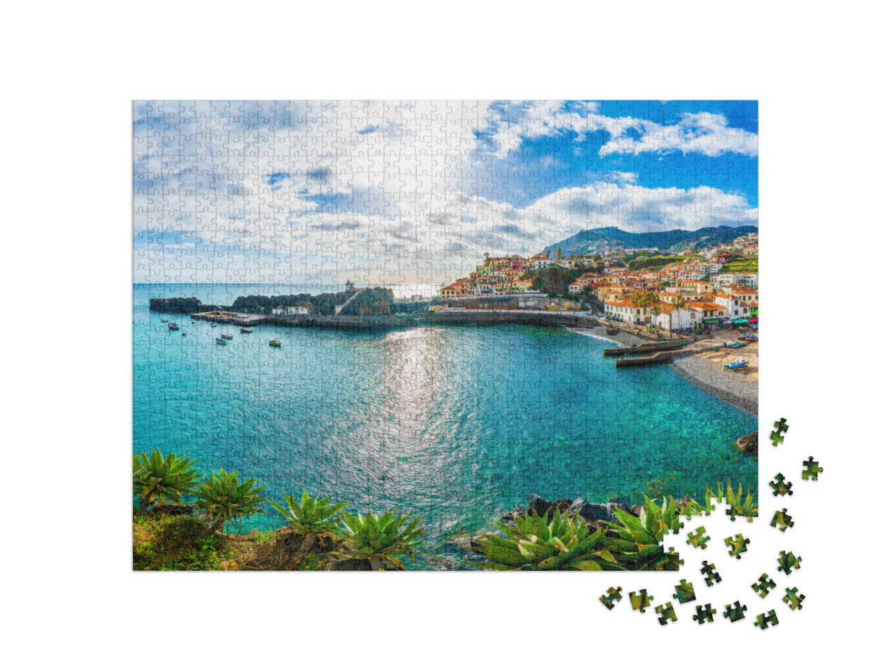 puzzle 1000 dílků „Camara de Lobos, přístav a rybářská vesnice, Madeira, Portugalsko“