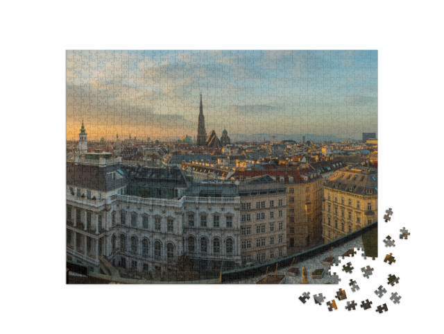 puzzle 1000 dílků „Vídeň při západu slunce, Rakousko“