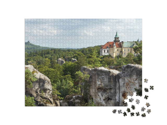 puzzle 1000 dílků „Zámek Hrubá Skála a hrad Trosky, Český ráj, Česká republika“