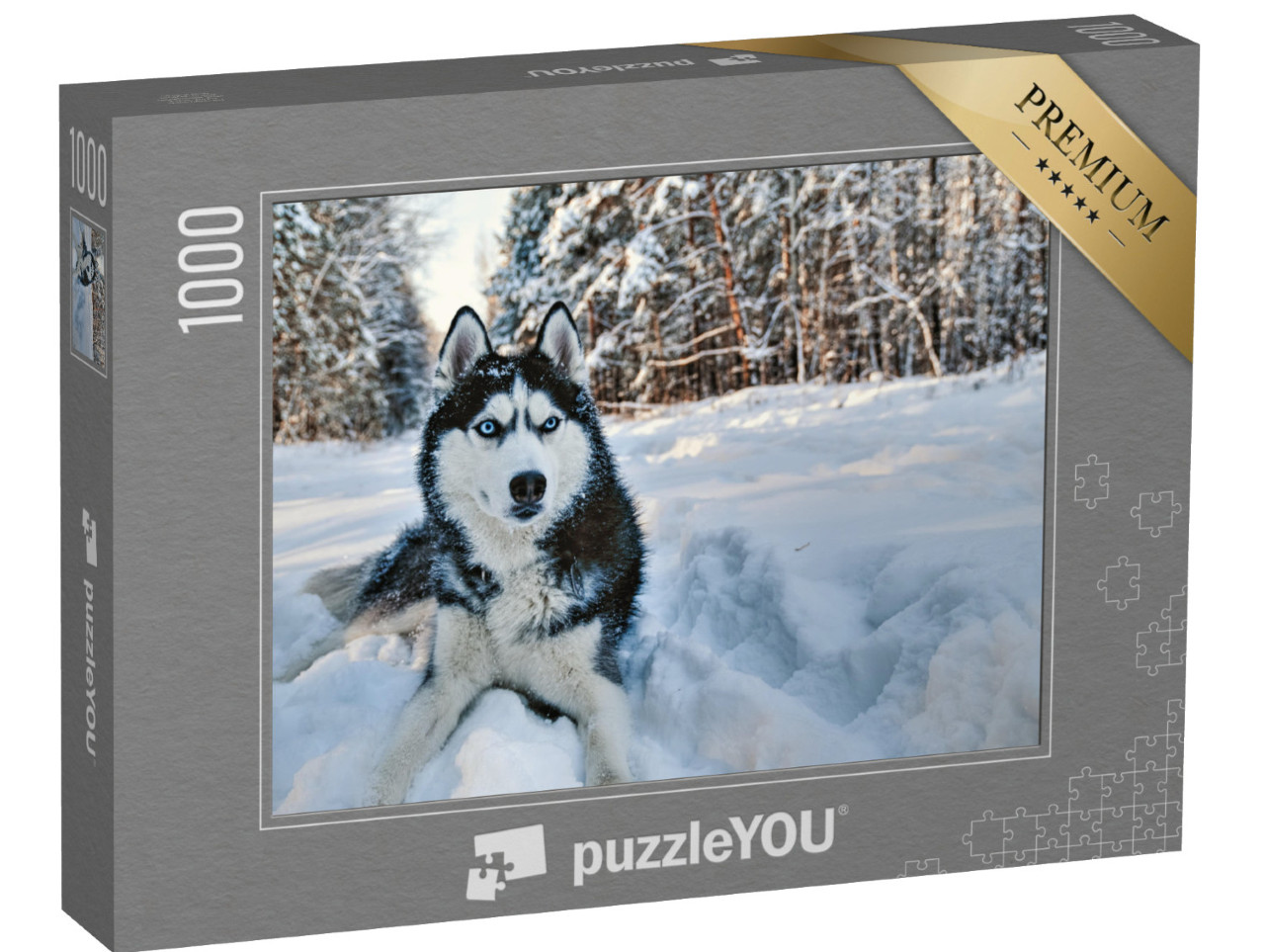 puzzle 1000 dílků „Husky na sněhu“