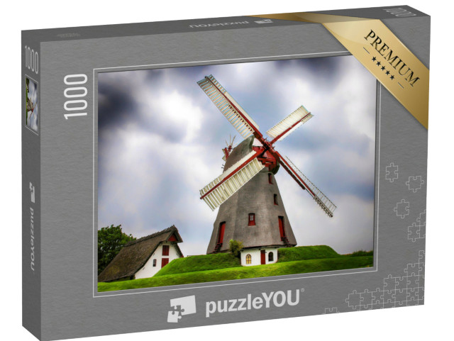 puzzle 1000 dílků „Windmühlenhof v pošmourném dni“