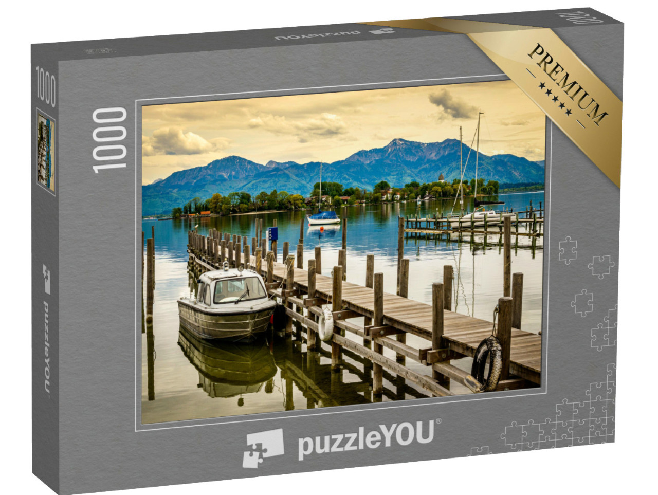 puzzle 1000 dílků „Molo na jezeře Chiemsee u Gstadtu, Německo“