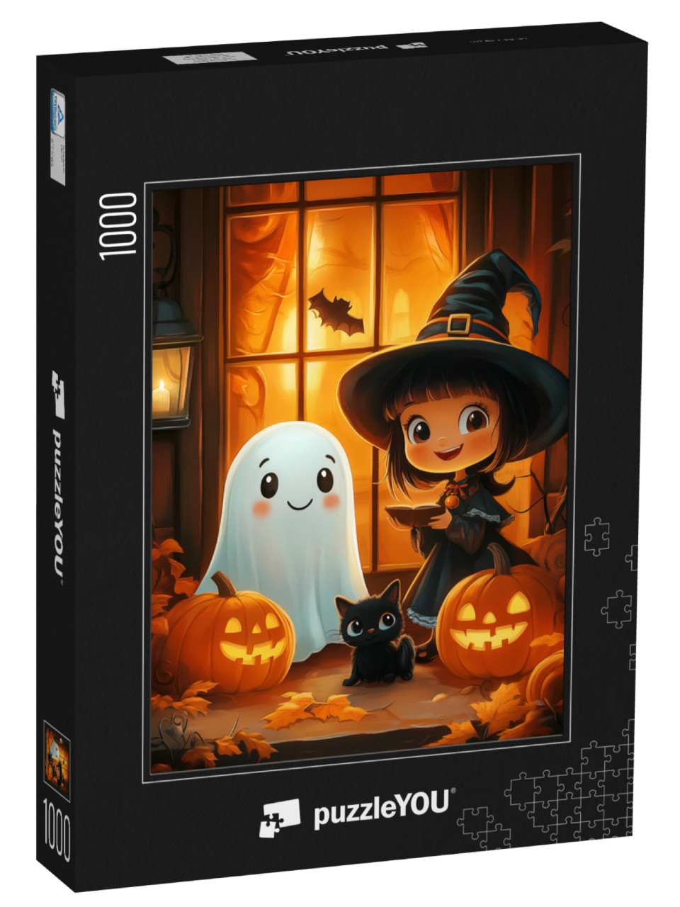 puzzle 1000 dílků „Duch a čarodějnice na Halloween“