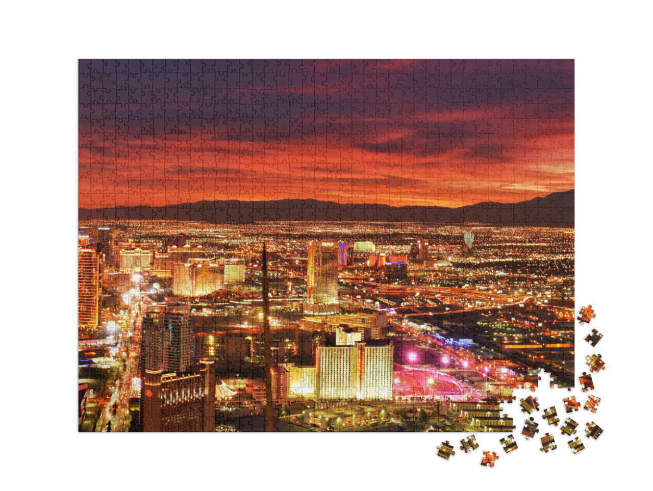 puzzle 1000 dílků XXL „Las Vegas po západu slunce“