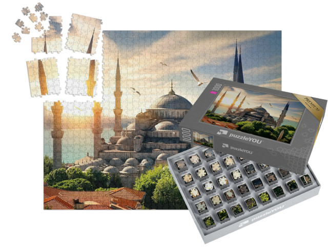 SMART SORTED® | Puzzle 1000 dílků „Racci nad Modrou mešitou a Bosforem, Istanbul“