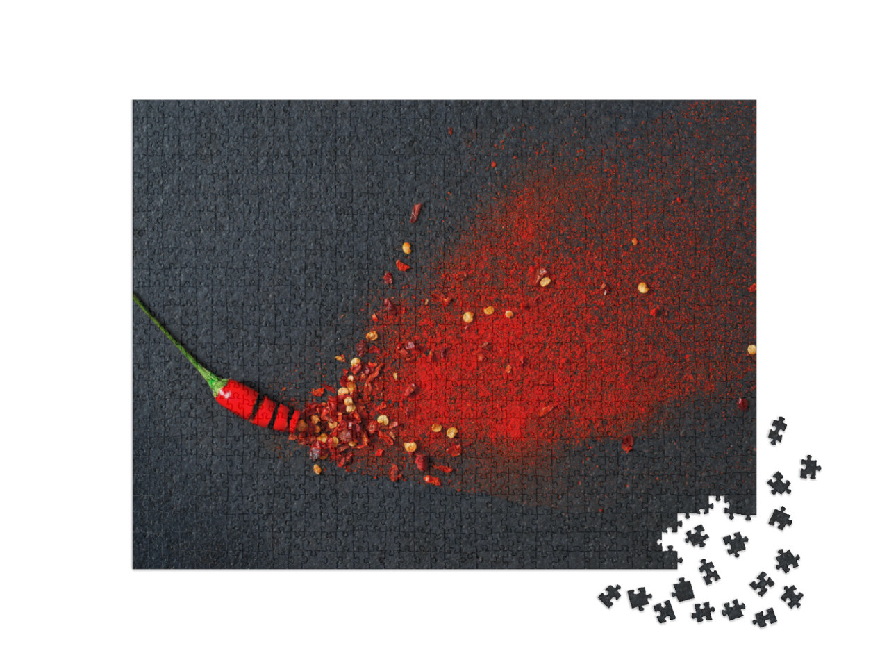 puzzle 1000 dílků „Chilli, červené pepřové vločky a chilli v prášku“