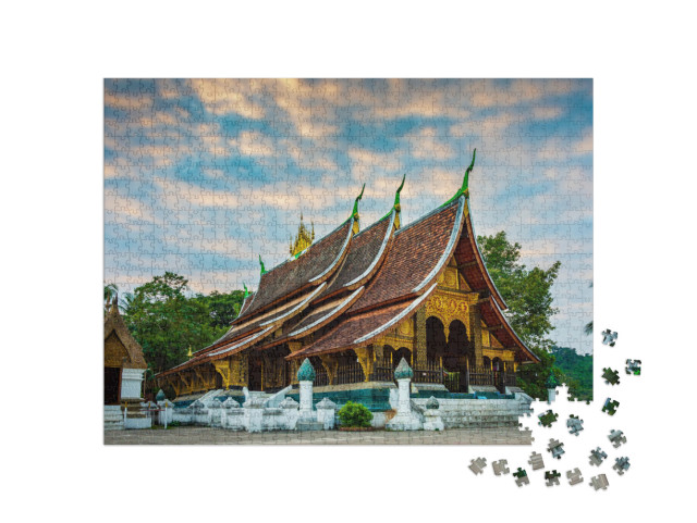puzzle 1000 dílků „Zlatý městský chrám Wat Xieng Thong, Luang Prabang, Laos“