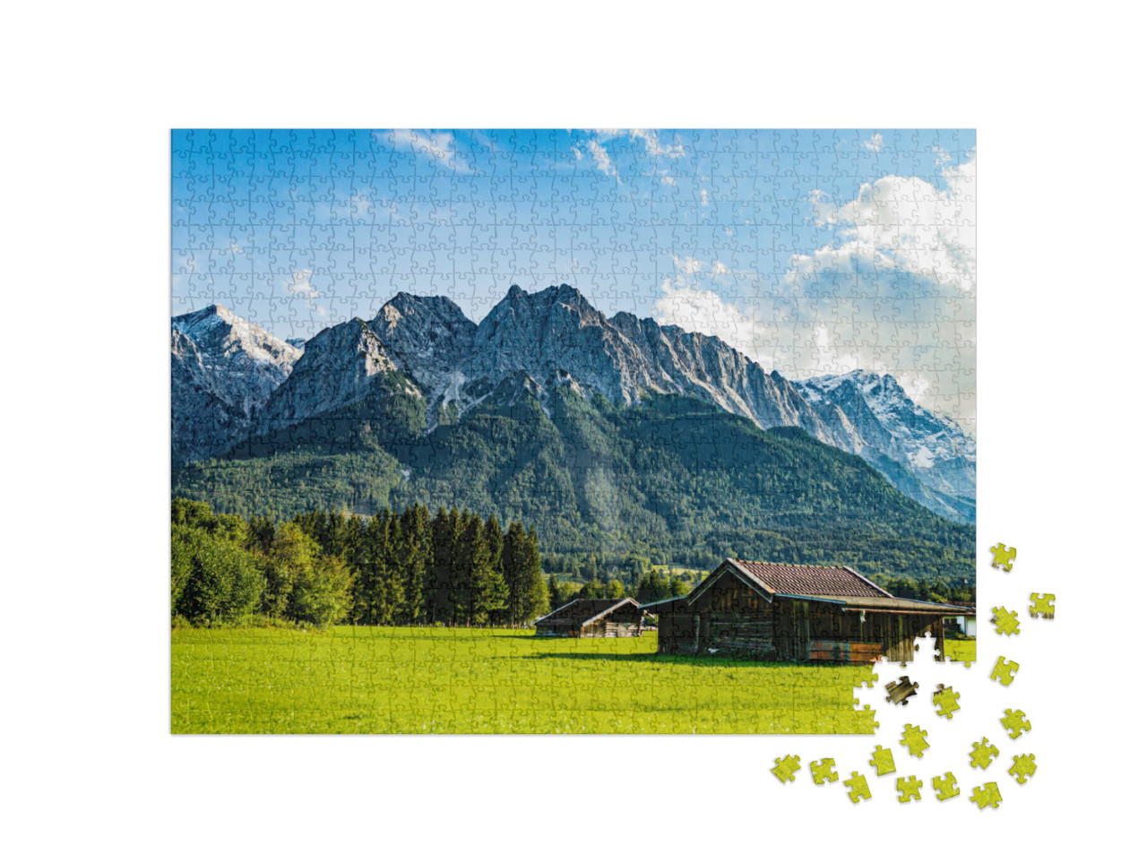 puzzle 1000 dílků „Zugspitze při pohledu z Grainau/Garmisch-Partenkirchenu“