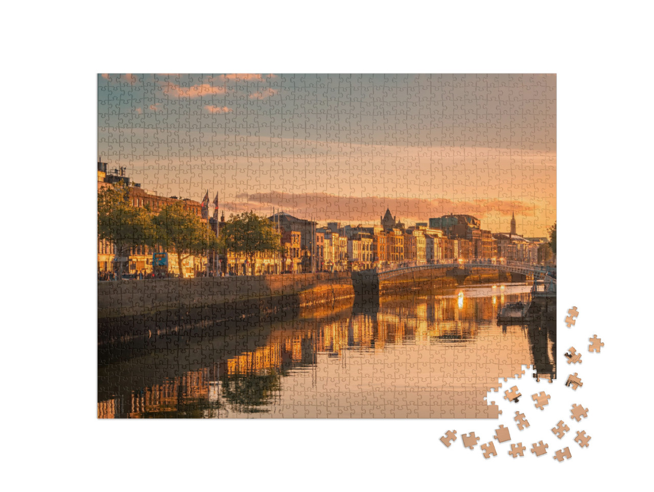 puzzle 1000 dílků „Pohled na Dublin při východu slunce, Irsko“