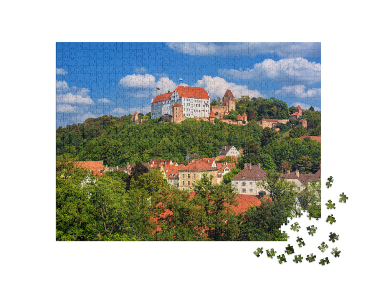 puzzle 1000 dílků „Zámek Trausnitz nad starým centrem města Landshut, Bavorsko“