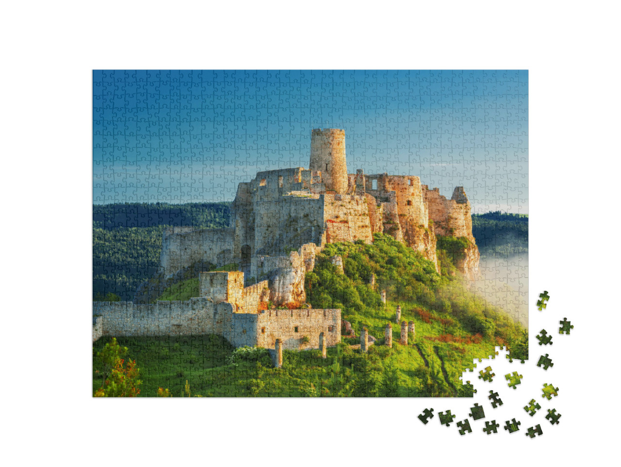 puzzle 1000 dílků „Spišský hrad při východu slunce, památka UNESCO, Slovensko“