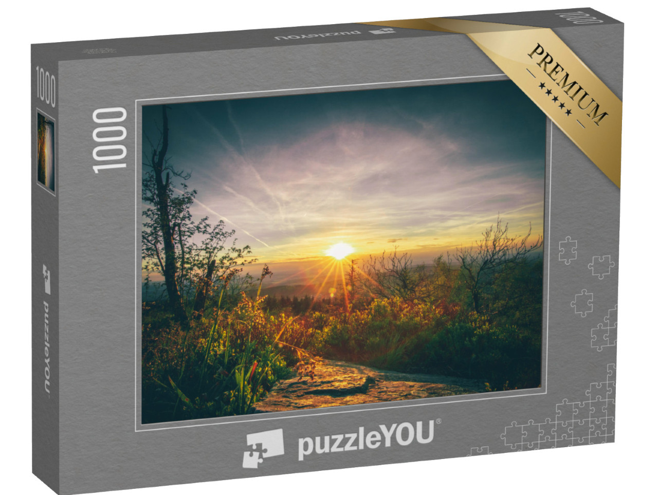 puzzle 1000 dílků „Západ slunce na Feldbergu v Taunu: panorama přírody z Německa“