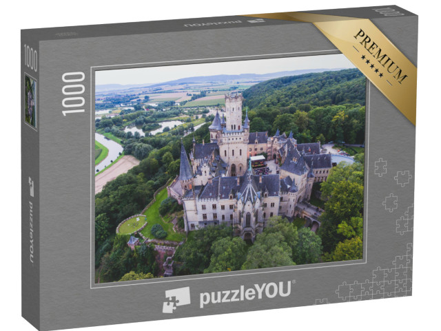 puzzle 1000 dílků „Hrad Marienburg u Hannoveru, letecký pohled, Dolní Sasko, Německo“