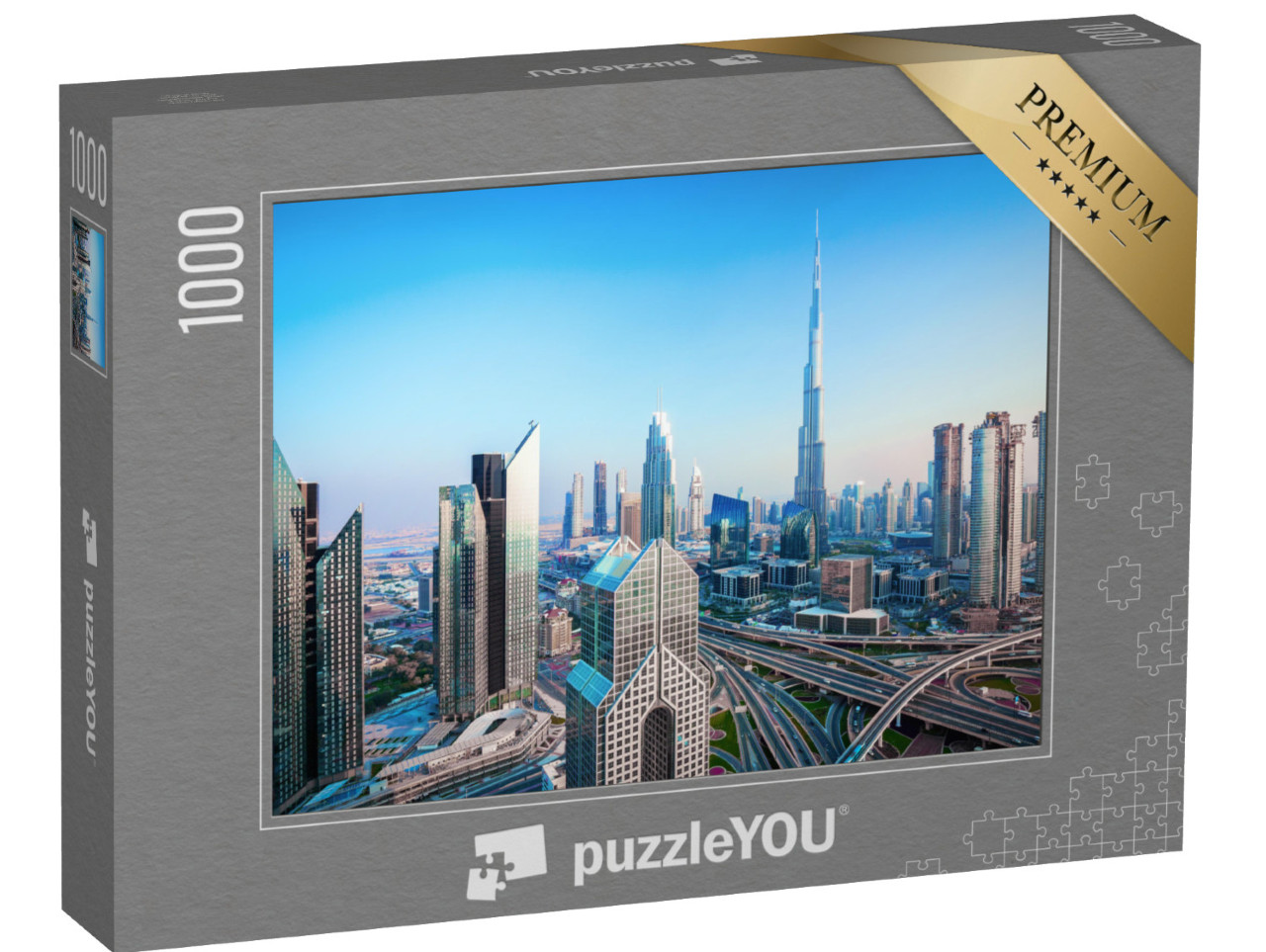 puzzle 1000 dílků „Panorama centra Dubaje při západu slunce“