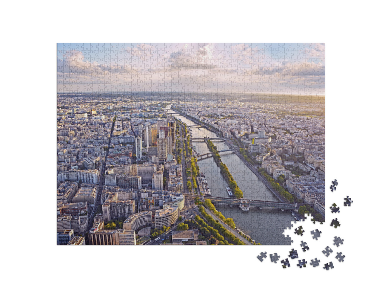 puzzle 1000 dílků „Večerní Paříž s Eiffelovou věží“