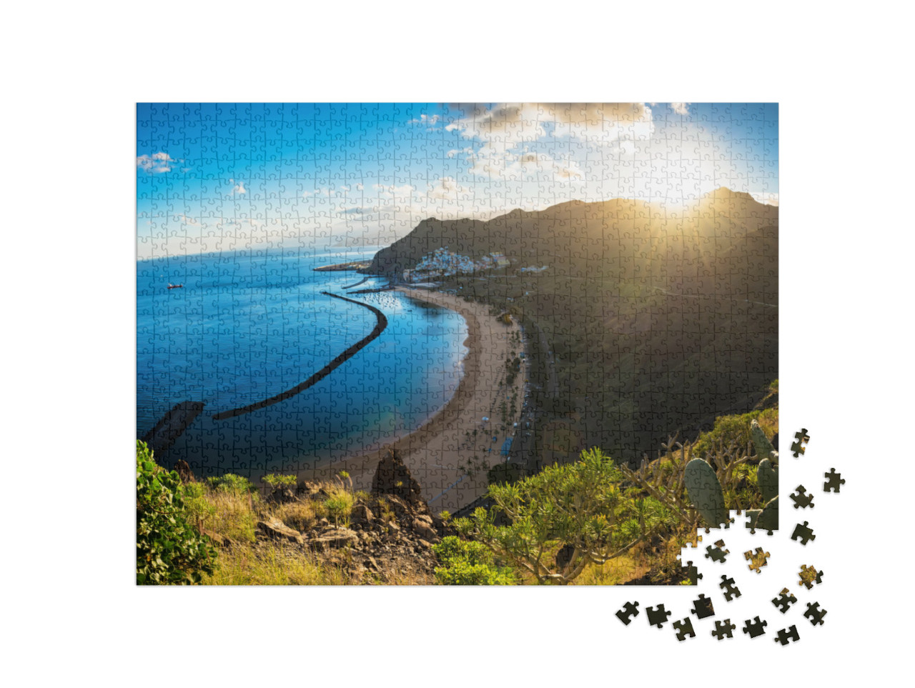 puzzle 1000 dílků „Panoramatický pohled na pláž las Teresitas, Tenerife, Španělsko“