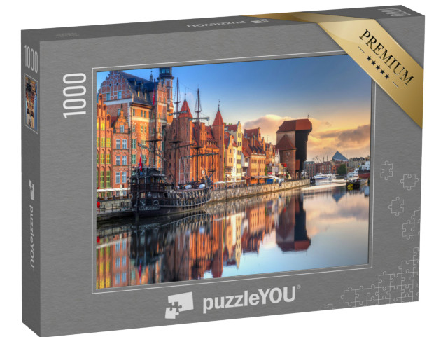 puzzle 1000 dílků „Východ slunce nad Gdaňskem na řece Motlawa, Polsko“