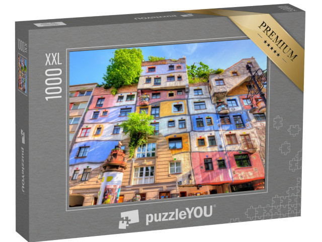 puzzle 1000 dílků XXL „Hundertwasserův dům ve Vídni, Rakousko“