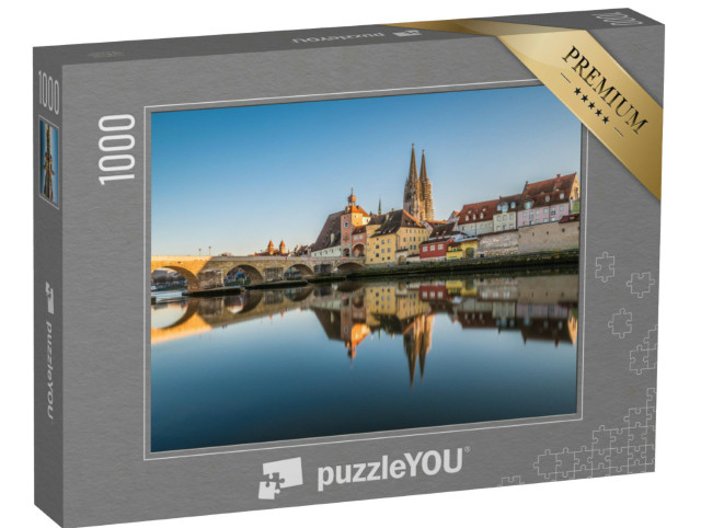 puzzle 1000 dílků „Slavný pohled na město Regensburg s katedrálou svatého Petra, Německo“