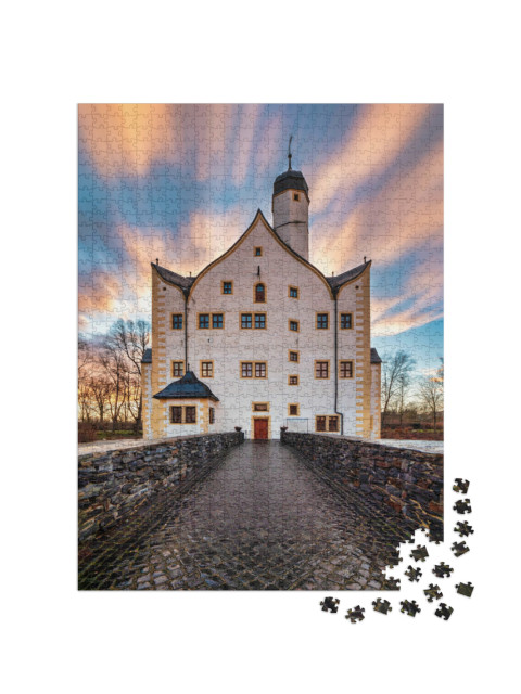 puzzle 1000 dílků „Mraky nad hradem Klaffenbach u Chemnitz“