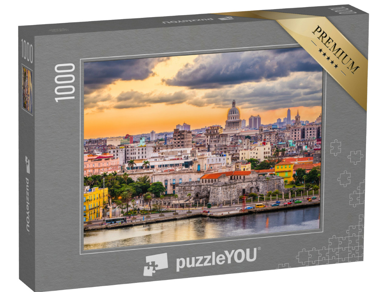 puzzle 1000 dílků „Večerní panorama Havany, Kuba“