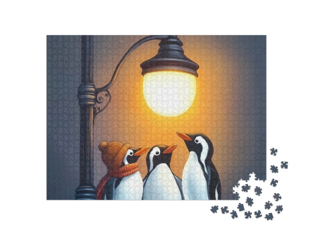 puzzle 1000 dílků „Tučňáci pod lucernou“