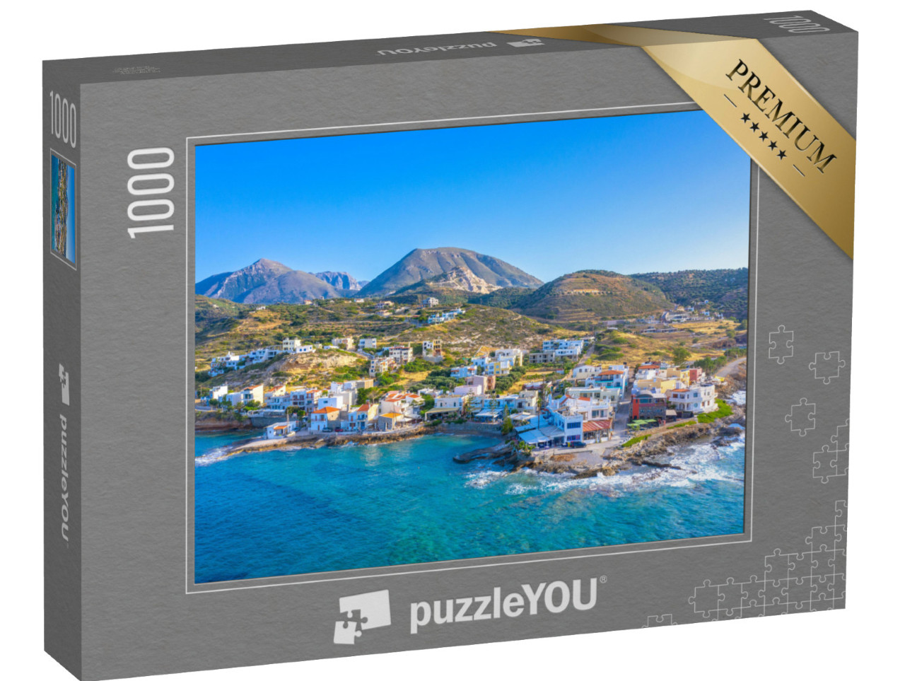 puzzle 1000 dílků „Malá tradiční rybářská vesnice Mochlos, Kréta“