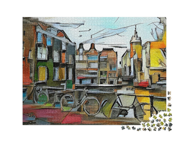 puzzle 2000 dílků „Evropská krajina ze série triptychů inspirovaných Picassem“